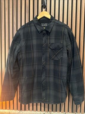 Fox Black Plaid Button-Up Jacket with Brown Accents